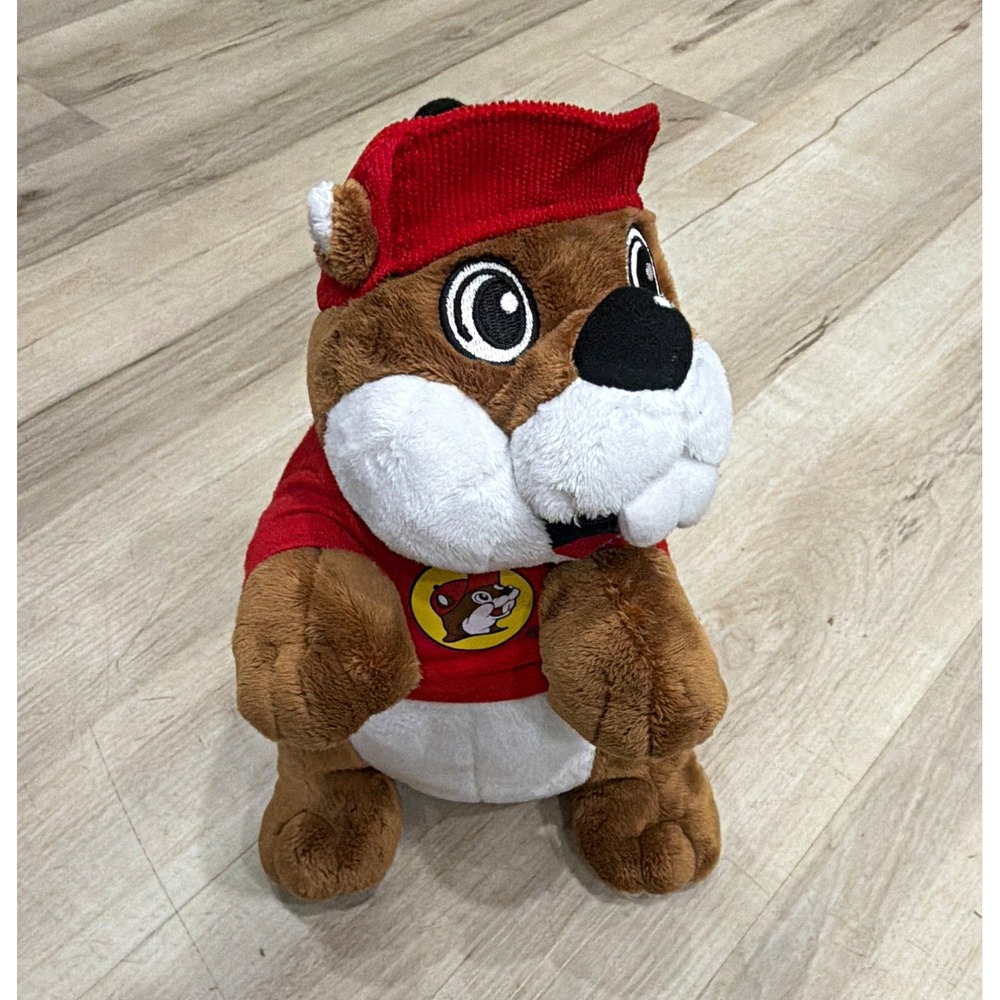 Buc-ee's Beaver Plush Advertising Doll with Red Shirt Hat Logo